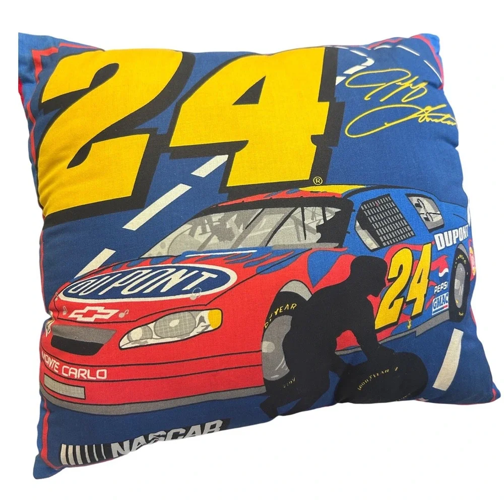 Vintage NASCAR Jeff Gordon 24‎ DuPont Chevrolet Throw Pillow Blue Red Racing